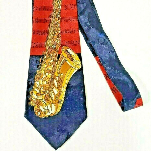 A Rogers Gold Saxophone Mens Dress Suit Neck Tie - Picture 6 of 7